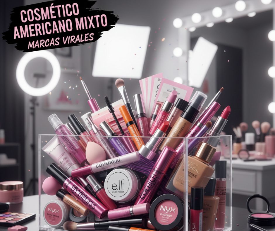 Paquete de cosmético americano mixto de marcas virales (Maybellin, Covergirl, loreal, Elf, Nyx etc) 20 piezas