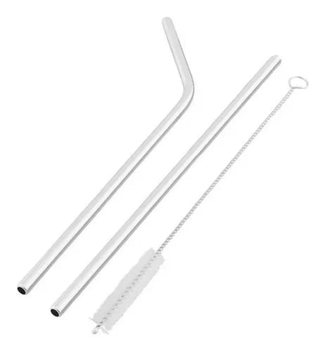 Set de 5 juegos de doble popote y cepillo ( 10 popotes de acero y 5 cepillo)